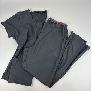 heartsoul Scrubs Set Gray - Top Size XL, Pants Size L